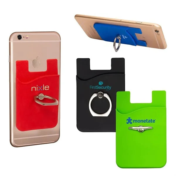 Silicone Phone Wallet Card Holder with Ring Stand