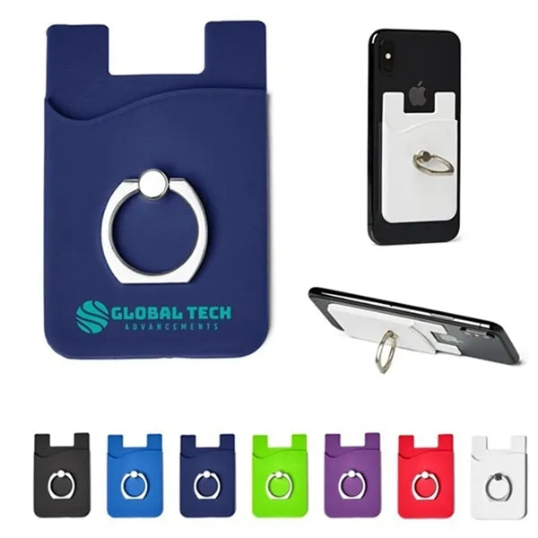 Silicone Phone Wallet Card Holder with Ring Stand