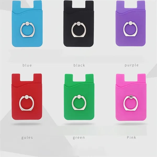 Silicone Phone Wallet Card Holder with Ring Stand