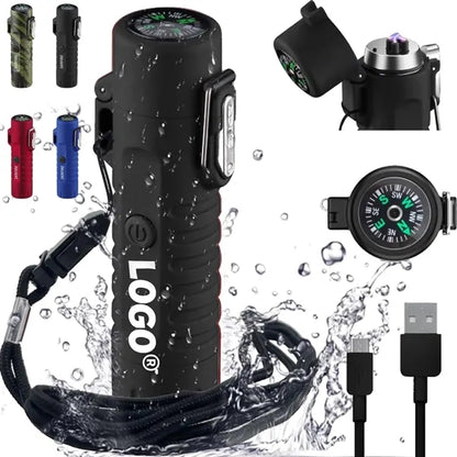 Waterproof Windproof Arc Lighter with Flashlight & Compass