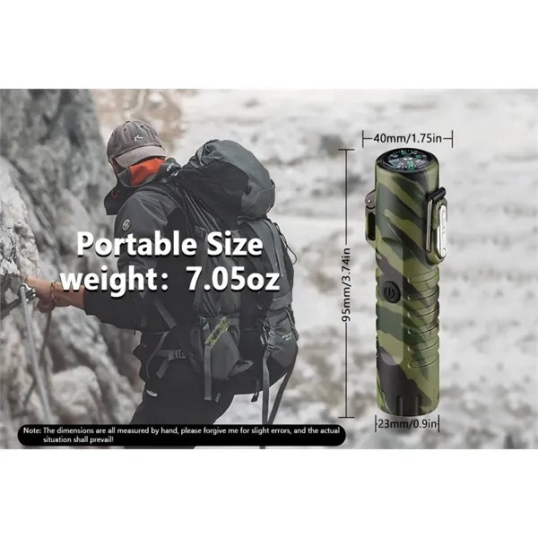 Waterproof Windproof Arc Lighter with Flashlight & Compass