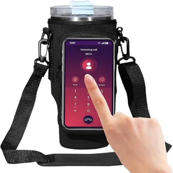 Waterproof Bottle Pouch with Phone Pocket for 40 oz Tumbler