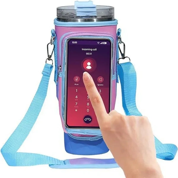 Waterproof Bottle Pouch with Phone Pocket for 40 oz Tumbler