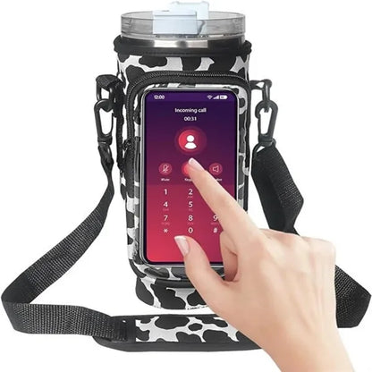 Waterproof Bottle Pouch with Phone Pocket for 40 oz Tumbler