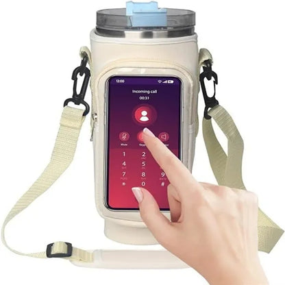 Waterproof Bottle Pouch with Phone Pocket for 40 oz Tumbler