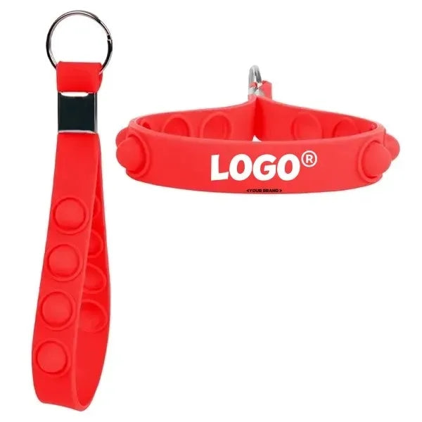 Push Pop Stress Reliever Keychain Silicone Wrist Strap