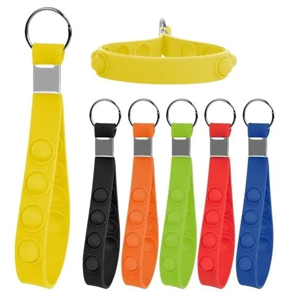 Push Pop Stress Reliever Keychain Silicone Wrist Strap