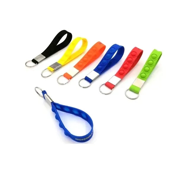 Push Pop Stress Reliever Keychain Silicone Wrist Strap