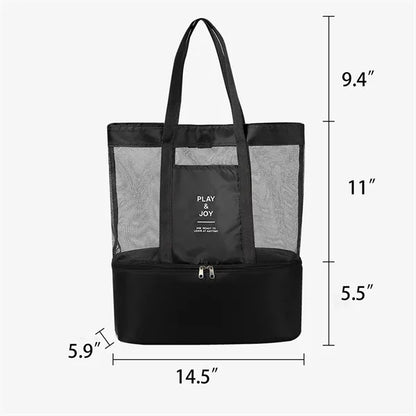 Large Capacity Wet And Dry Separation Mesh Beach Bag