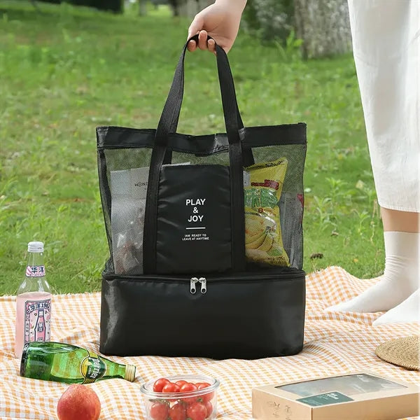 Large Capacity Wet And Dry Separation Mesh Beach Bag