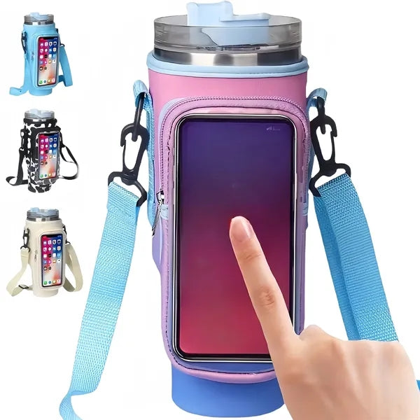 Waterproof Bottle Pouch with Phone Pocket for 40 oz Tumbler