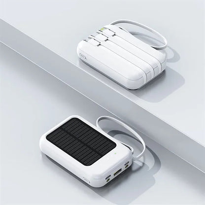 Mini Solar Fast Charging Power Bank With Built In Cable