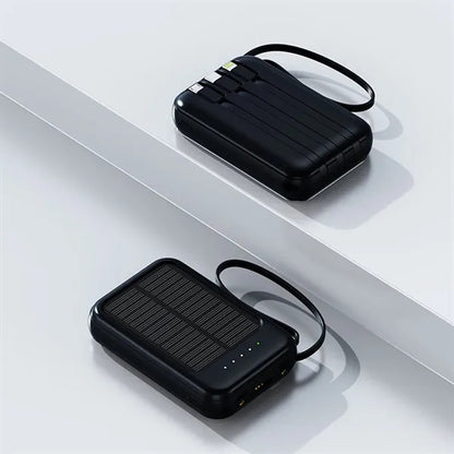 Mini Solar Fast Charging Power Bank With Built In Cable
