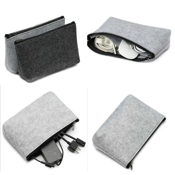 Portable Felt Pencil Bag Stationery Storage Zipper Pouch