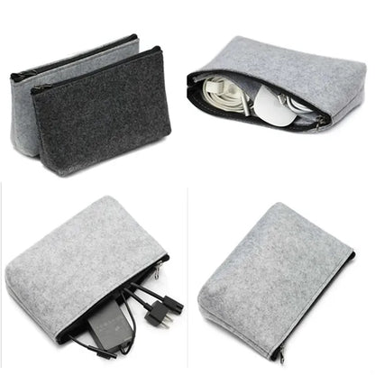 Portable Felt Pencil Bag Stationery Storage Zipper Pouch