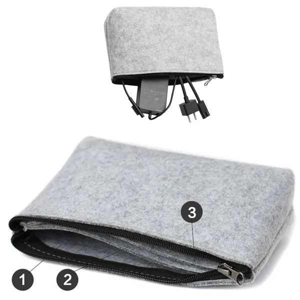Portable Felt Pencil Bag Stationery Storage Zipper Pouch