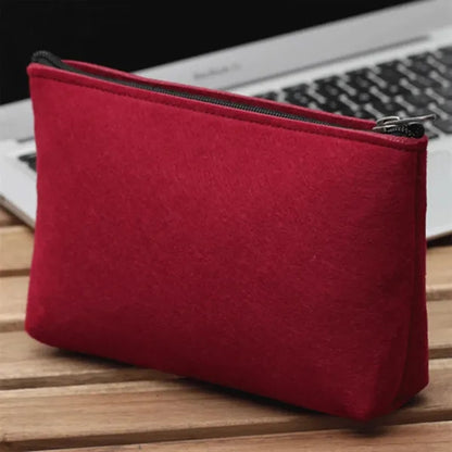 Portable Felt Pencil Bag Stationery Storage Zipper Pouch