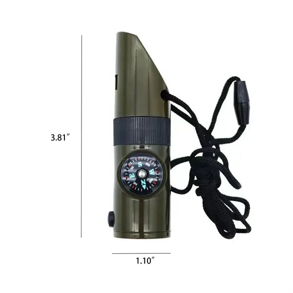 7 in 1 Outdoor Whistl Magnifying Glass Compass Led Light