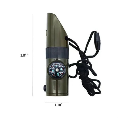 7 in 1 Outdoor Whistl Magnifying Glass Compass Led Light