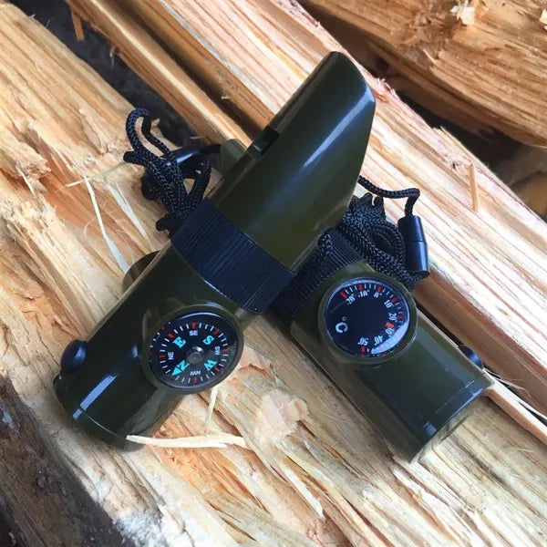 7 in 1 Outdoor Whistl Magnifying Glass Compass Led Light