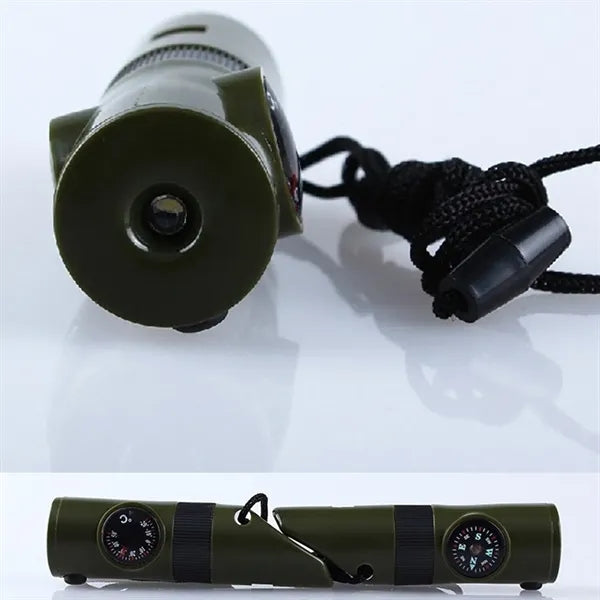 7 in 1 Outdoor Whistl Magnifying Glass Compass Led Light