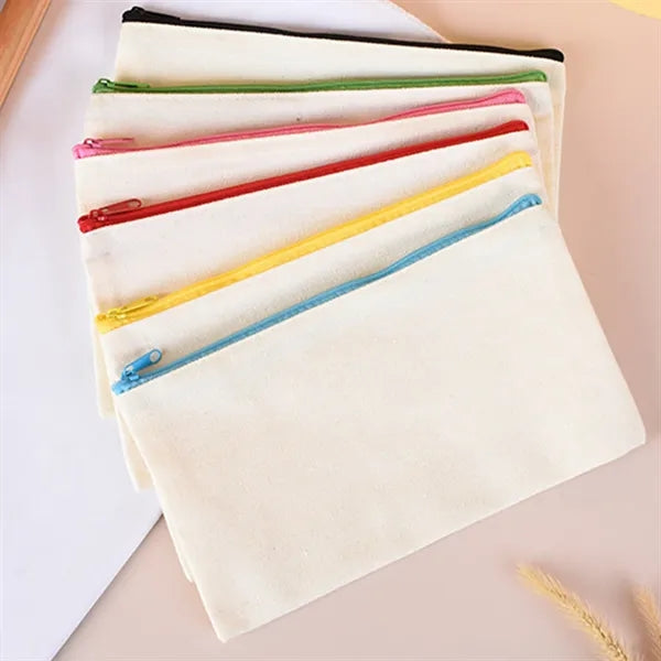 Customizable Blank Canvas Cosmetic Zipper Bag Pencil Case