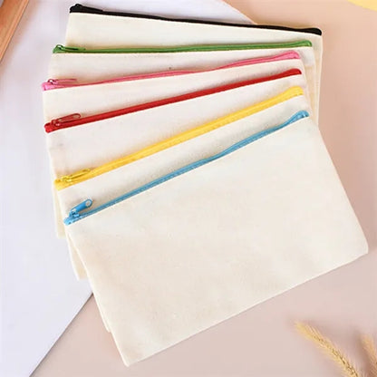 Customizable Blank Canvas Cosmetic Zipper Bag Pencil Case