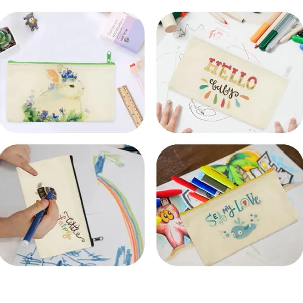 Customizable Blank Canvas Cosmetic Zipper Bag Pencil Case