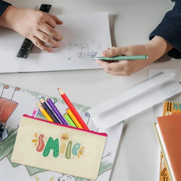 Customizable Blank Canvas Cosmetic Zipper Bag Pencil Case