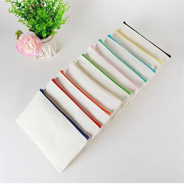 Customizable Blank Canvas Cosmetic Zipper Bag Pencil Case