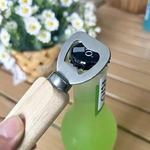 om Wooden handle Stainless Steel Beer Bottle Opener