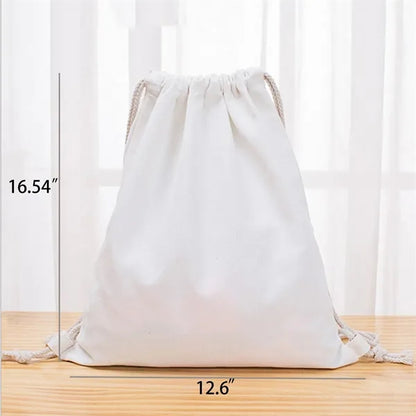 Blank Cotton Canvas Drawstring Bags Storage Backpack
