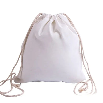 Blank Cotton Canvas Drawstring Bags Storage Backpack
