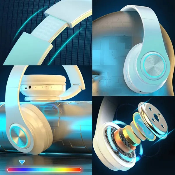 Bluetooth Headphones Wireless Over Ear Stereo LED Lights
