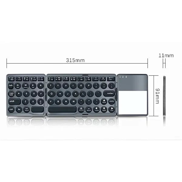 Wireless Foldable Rechargeable Keyboard With Touchpad
