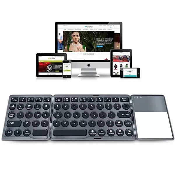 Wireless Foldable Rechargeable Keyboard With Touchpad