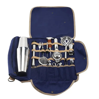 Portable Bar Tools Bartender Travel Storage Bag Shaker Set