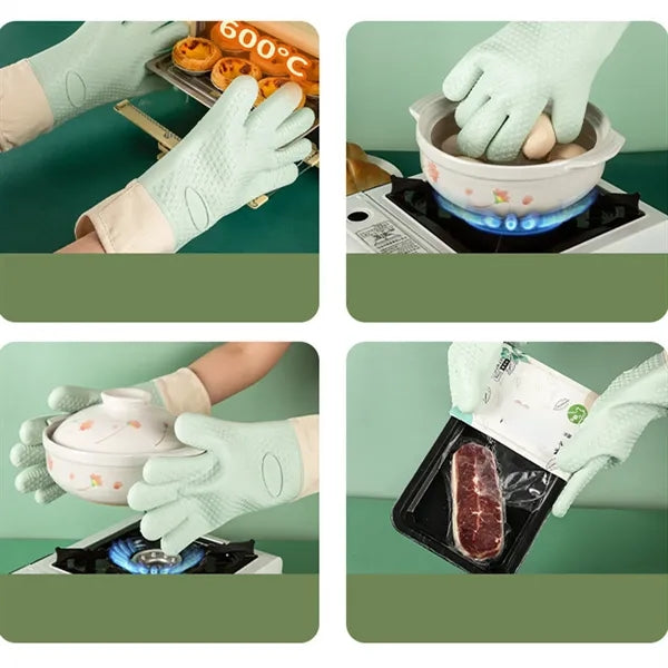 Silicone Heat Insulation Gloves Long High Temperature