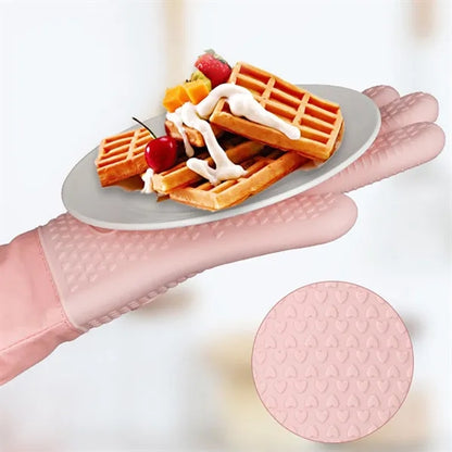 Silicone Heat Insulation Gloves Long High Temperature