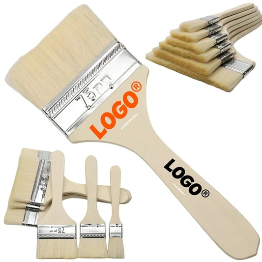 Customizable Long Wooden Wool Handled Soft Bristle Brush