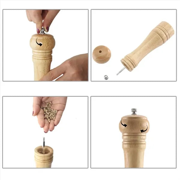 Wooden Grinder Pepper Mill Kitchen Utensil