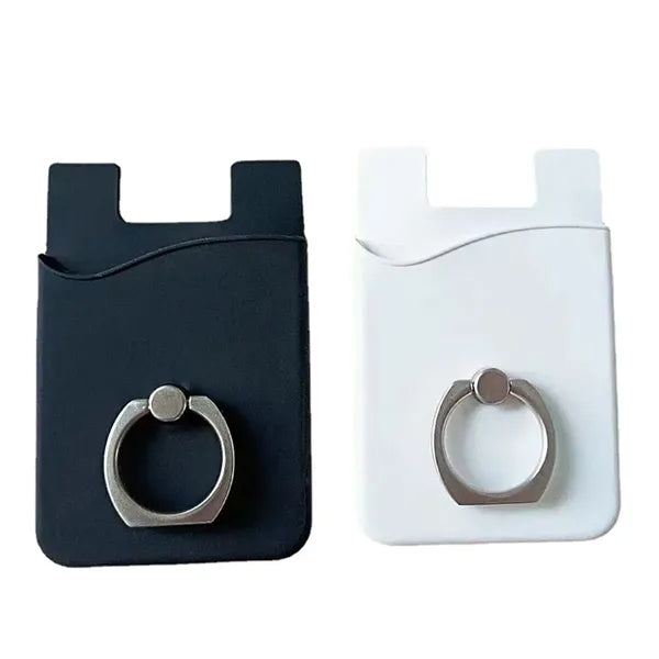 With Ring Stand Stick On Cell Phone Slim Leather Wallet