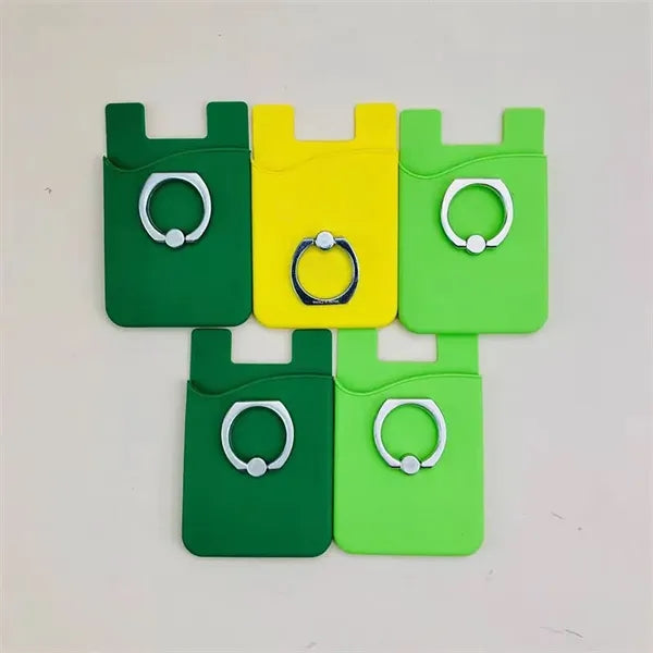 With Ring Stand Stick On Cell Phone Slim Leather Wallet