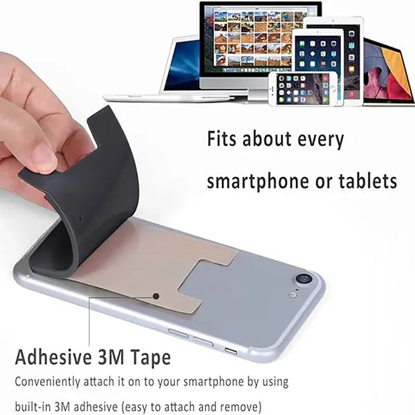 With Ring Stand Stick On Cell Phone Slim Leather Wallet