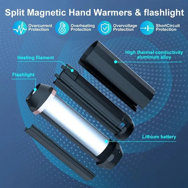2 In 1 Split-Magnetic Hand Warmers and Flashlight