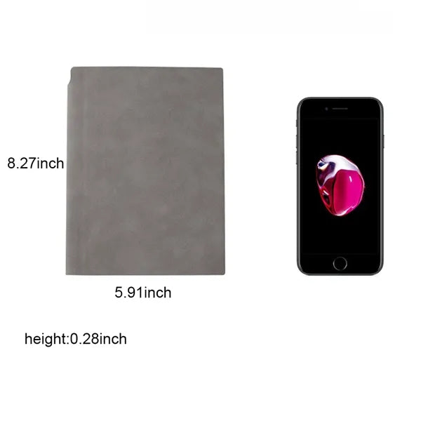 A5 Portable Leather 200 Pages Notebook with Metal Bookmarker
