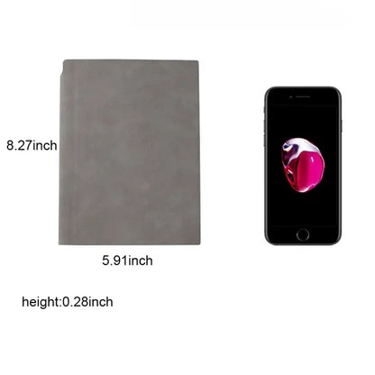A5 Portable Leather 200 Pages Notebook with Metal Bookmarker