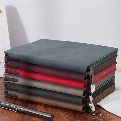 A5 Portable Leather 200 Pages Notebook with Metal Bookmarker