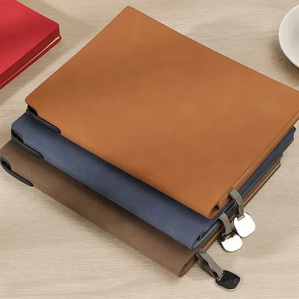 A5 Portable Leather 200 Pages Notebook with Metal Bookmarker