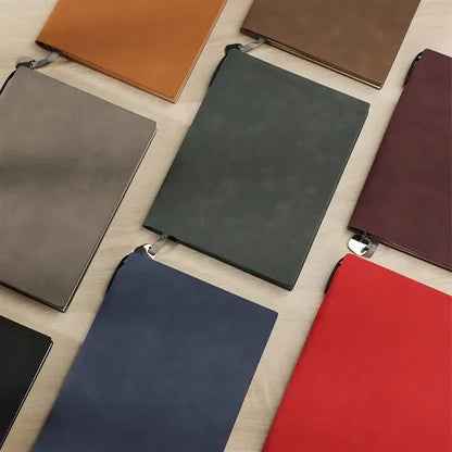 A5 Portable Leather 200 Pages Notebook with Metal Bookmarker